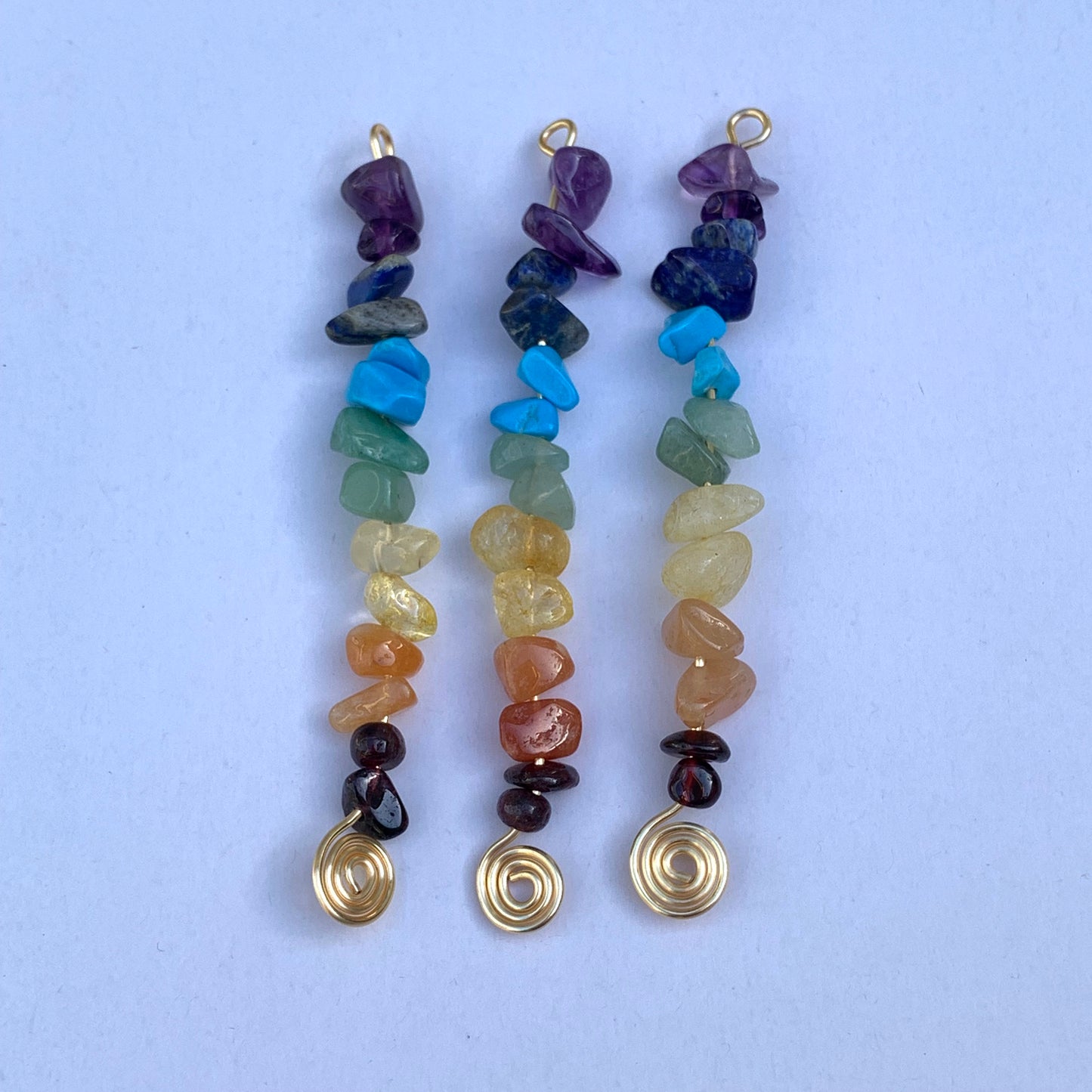 Chakra Chip Gemstone Charms for DIY Jewelry Earrings Pendant 8.5cm Long Set of 2