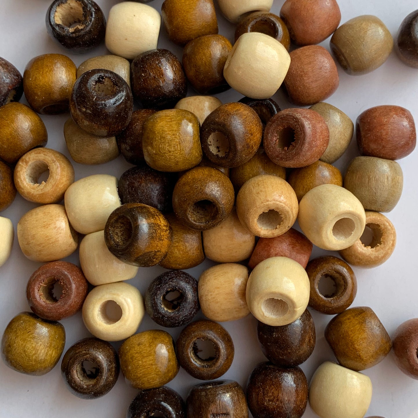 12mm Mixed Brown & Beige Mixed Drum Barrel Shape Macrame Bead Dreadlock Hair Pony Beads 50pcs