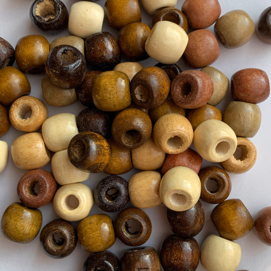 12mm Mixed Brown & Beige  Mixed Drum Barrel Shape Macrame Bead Dreadlock Hair Pony Beads 50pcs