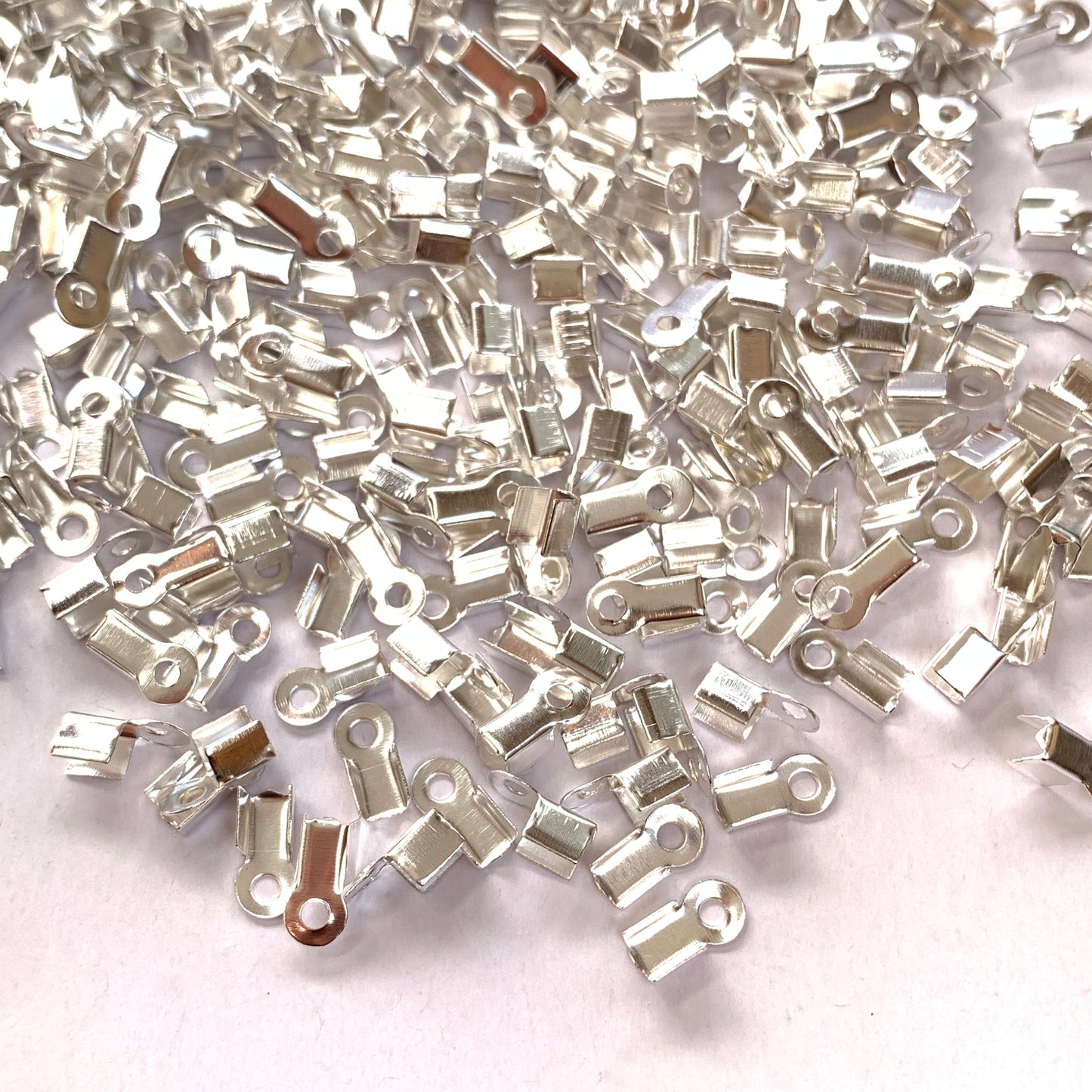 Silver Cord Ends 9mm x 4mm Flat Folding Metal End Findings 100 pieces
