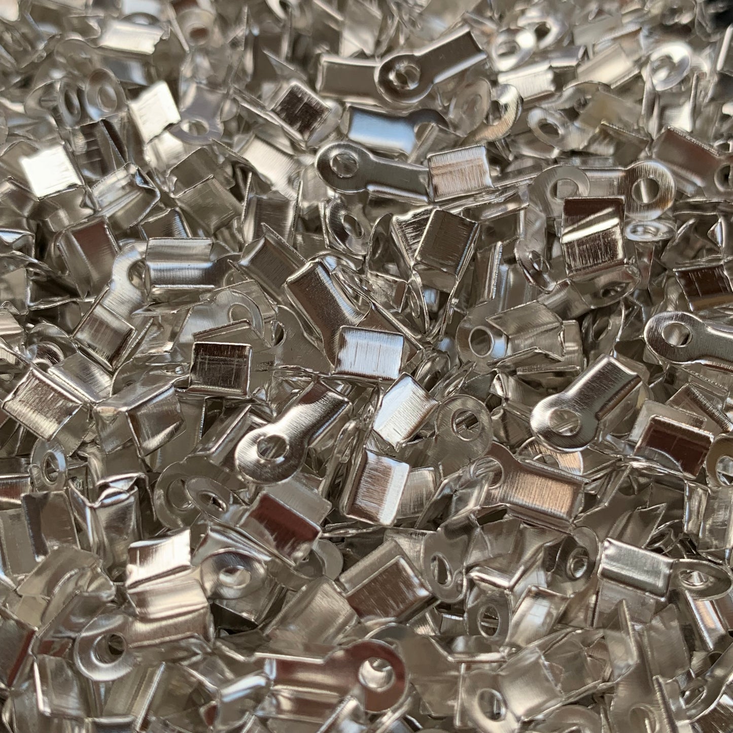 Silver Cord Ends 9mm x 4mm Flat Folding Metal End Findings 100 pieces