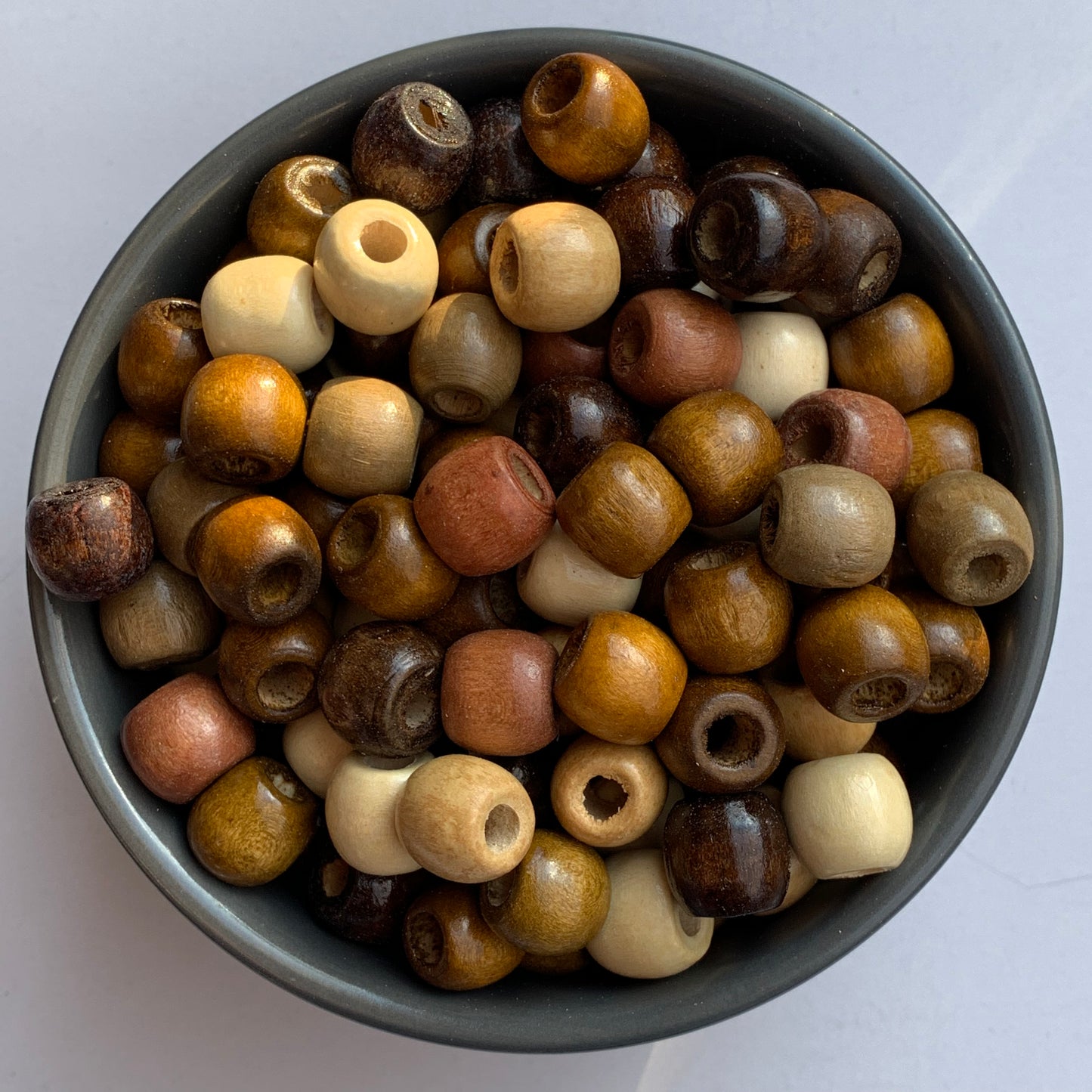 12mm Mixed Brown & Beige Mixed Drum Barrel Shape Macrame Bead Dreadlock Hair Pony Beads 50pcs