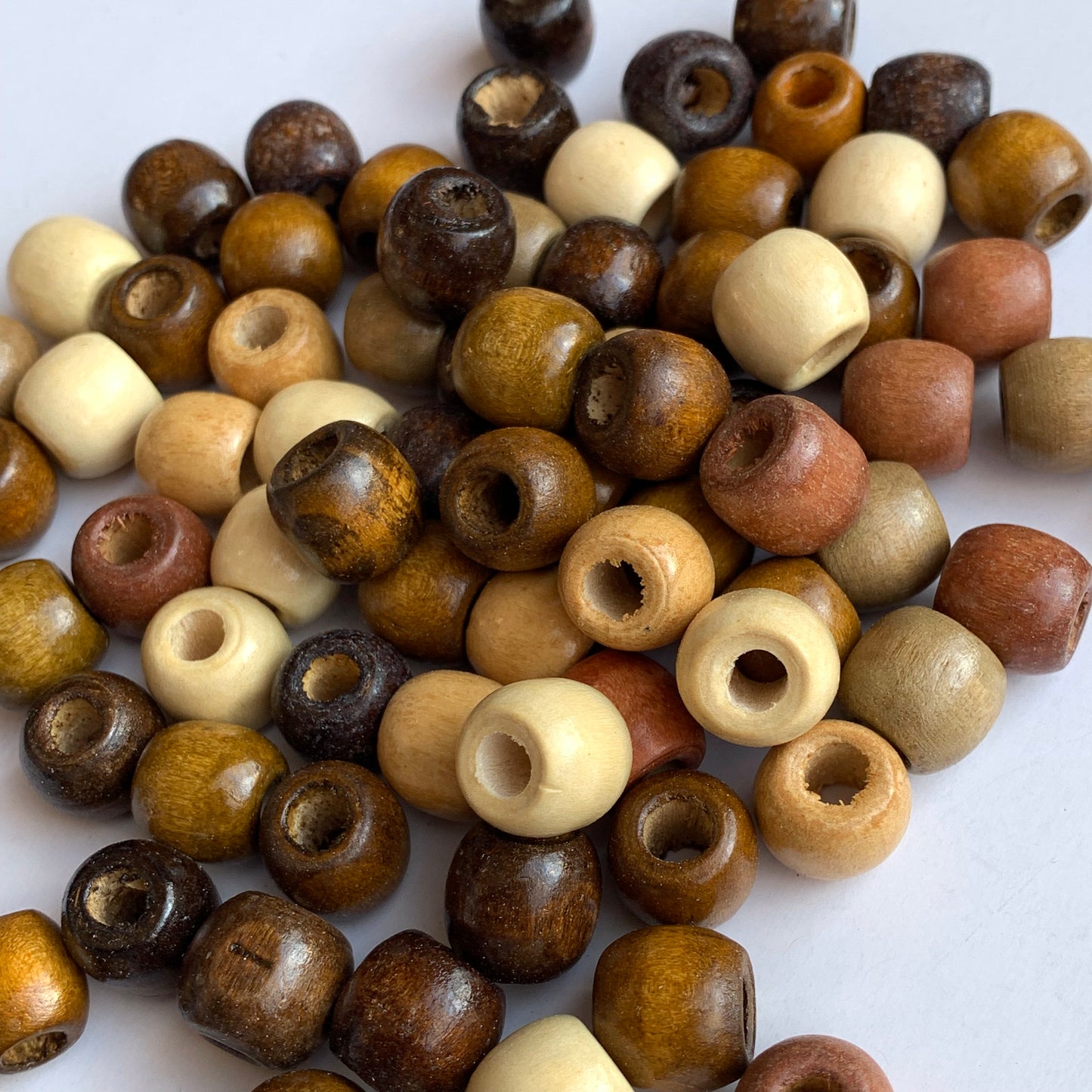 12mm Mixed Brown & Beige Mixed Drum Barrel Shape Macrame Bead Dreadlock Hair Pony Beads 50pcs