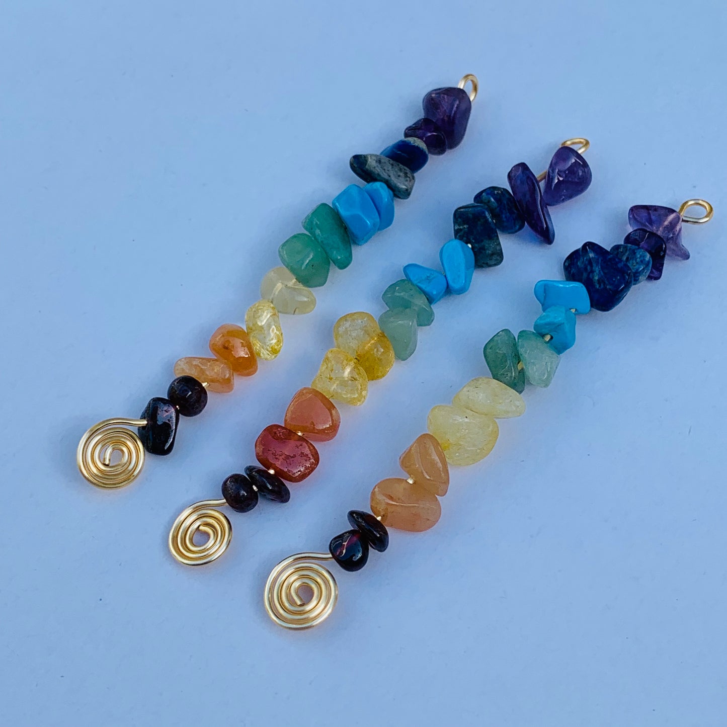 Chakra Chip Gemstone Charms for DIY Jewelry Earrings Pendant 8.5cm Long Set of 2