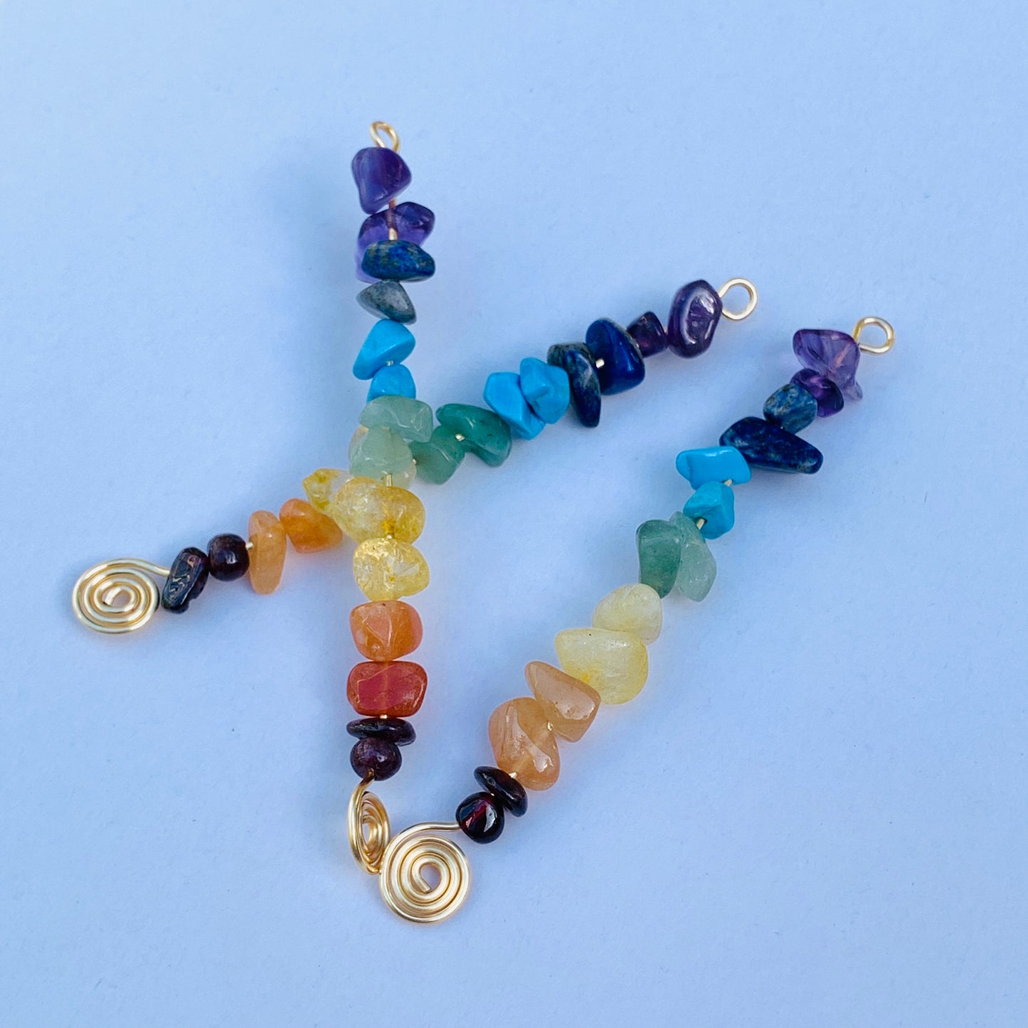 Chakra Chip Gemstone Charms for DIY Jewelry Earrings Pendant 8.5cm Long Set of 2