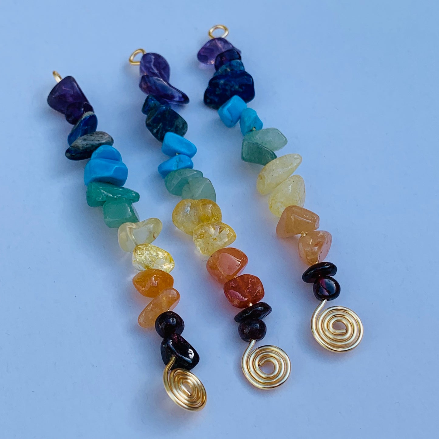 Chakra Chip Gemstone Charms for DIY Jewelry Earrings Pendant 8.5cm Long Set of 2