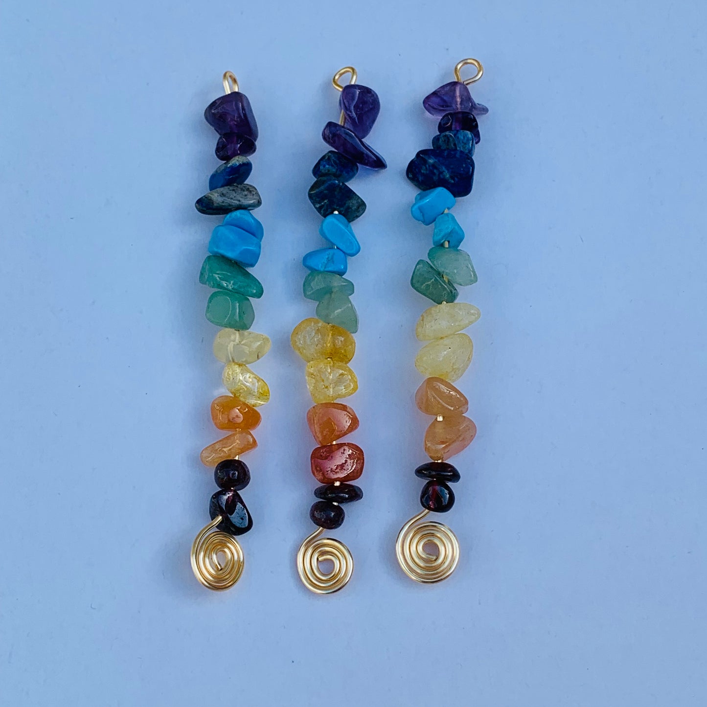 Chakra Chip Gemstone Charms for DIY Jewelry Earrings Pendant 8.5cm Long Set of 2