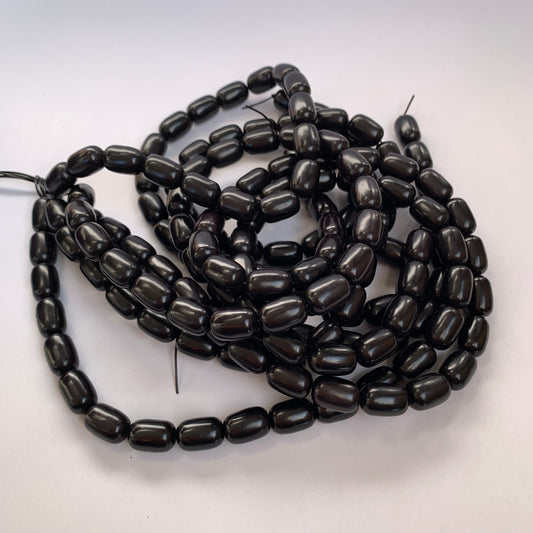 Gemstone Bead Black 12x8mm Oval Drum Shape Strand Jewellery Craft - 32X Pieces