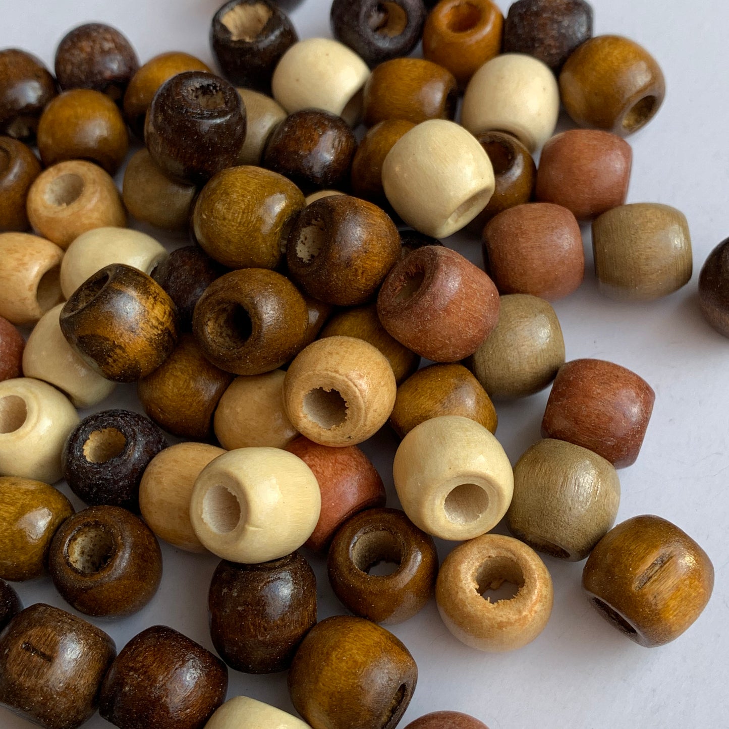 12mm Mixed Brown & Beige Mixed Drum Barrel Shape Macrame Bead Dreadlock Hair Pony Beads 50pcs