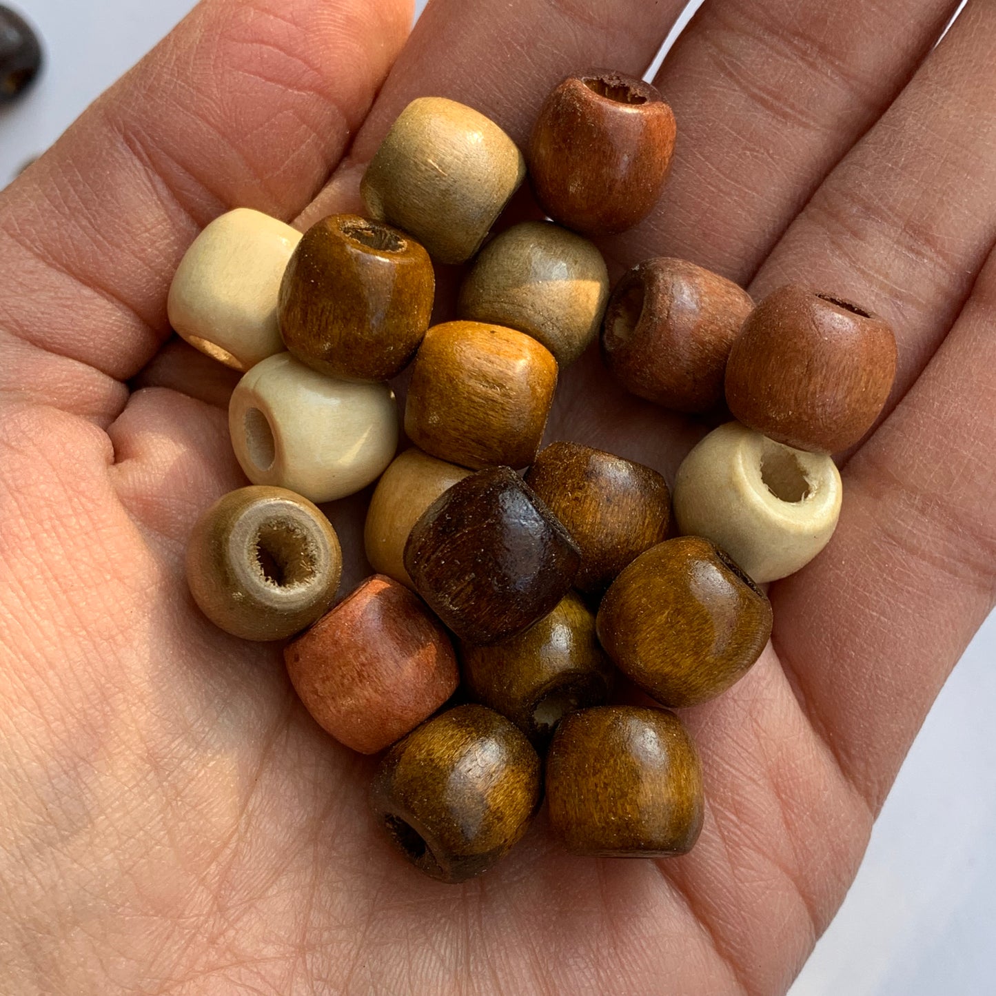 12mm Mixed Brown & Beige Mixed Drum Barrel Shape Macrame Bead Dreadlock Hair Pony Beads 50pcs