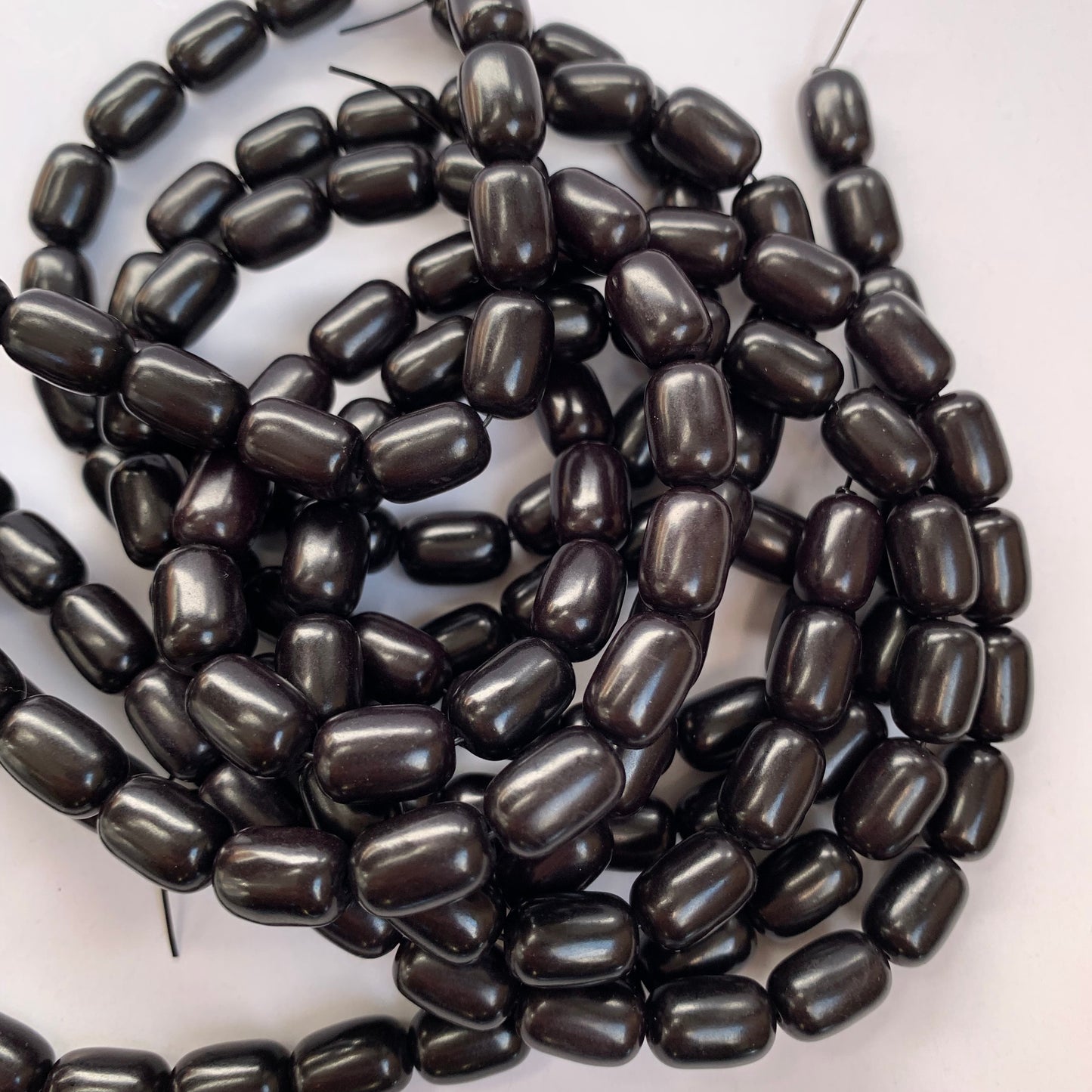 Gemstone Bead Black 12x8mm Oval Drum Shape Strand Jewellery Craft - 32X Pieces