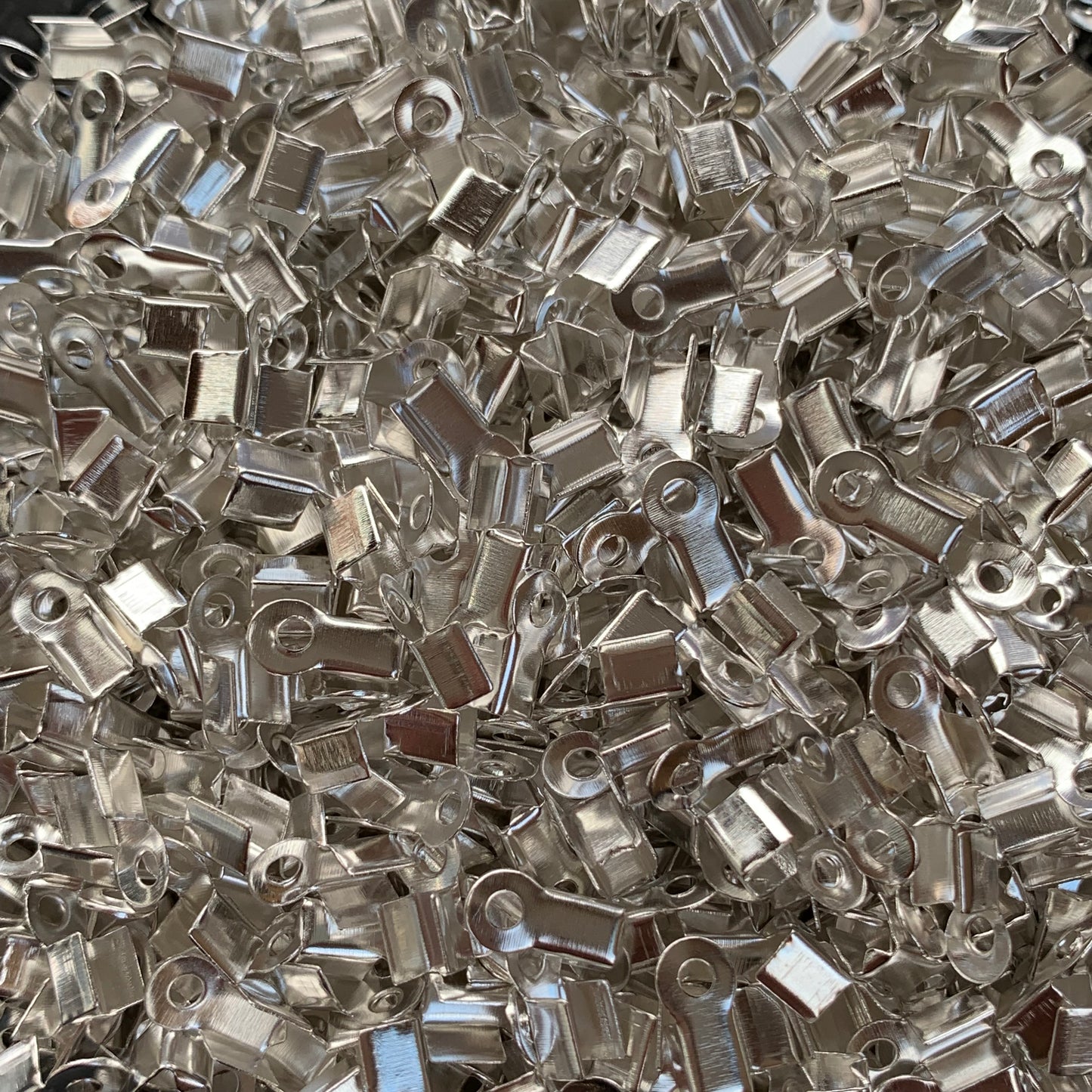 Silver Cord Ends 9mm x 4mm Flat Folding Metal End Findings 100 pieces