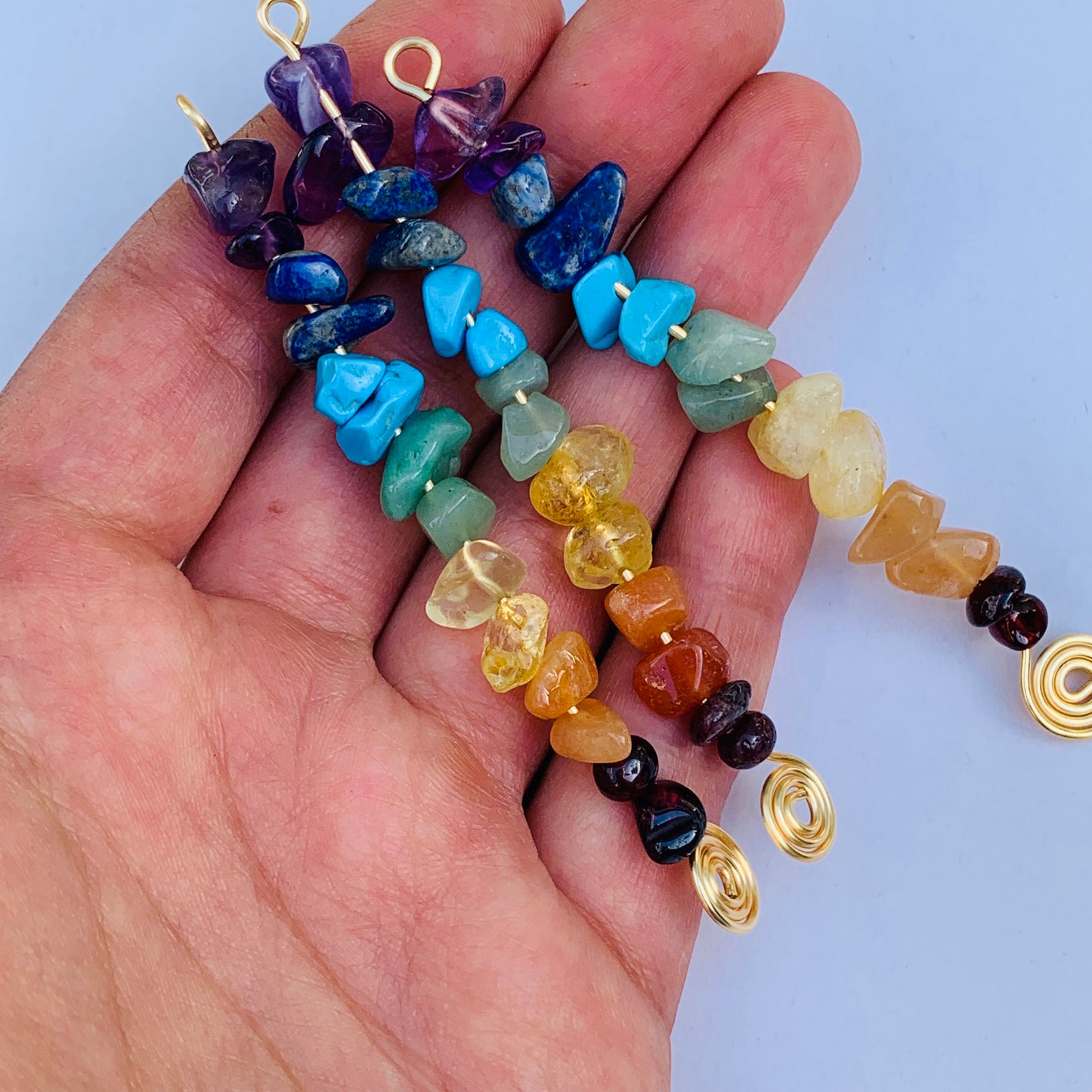 Chakra Chip Gemstone Charms for DIY Jewelry Earrings Pendant 8.5cm Long Set of 2