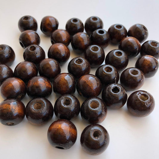 Brown Macrame Wood Beads 16mm Round Wooden DIY Craft Bead 25 Pieces