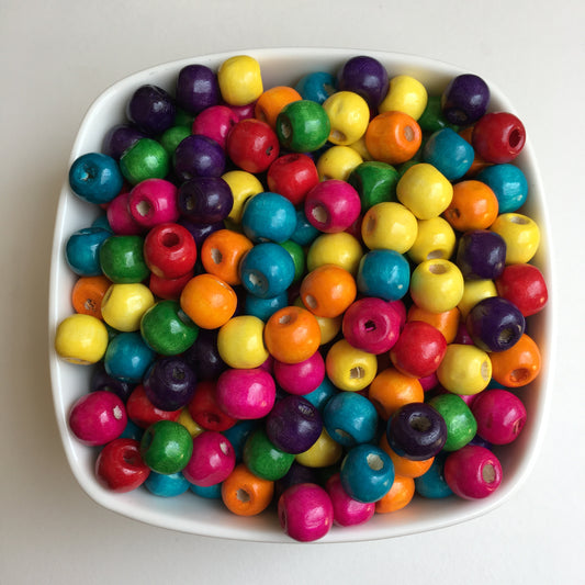 Mixed Rainbow Wood Beads 10mm Round DIY Necklace Bracelet Wooden Bead 100 Pieces