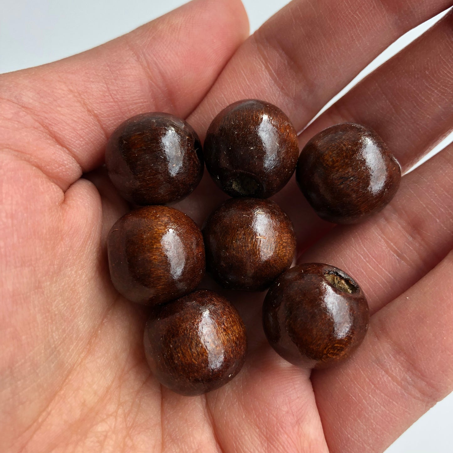 Brown Macrame Wood Beads 16mm Round Wooden DIY Craft Bead 25 Pieces