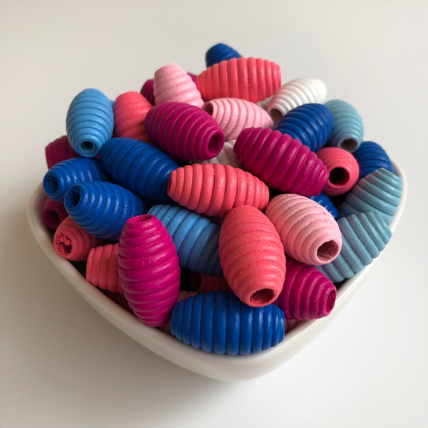 Mixed Macrame Wood Beads 25x14mm Oval Beehive Chunky Shape Bead - 25 Piece Set