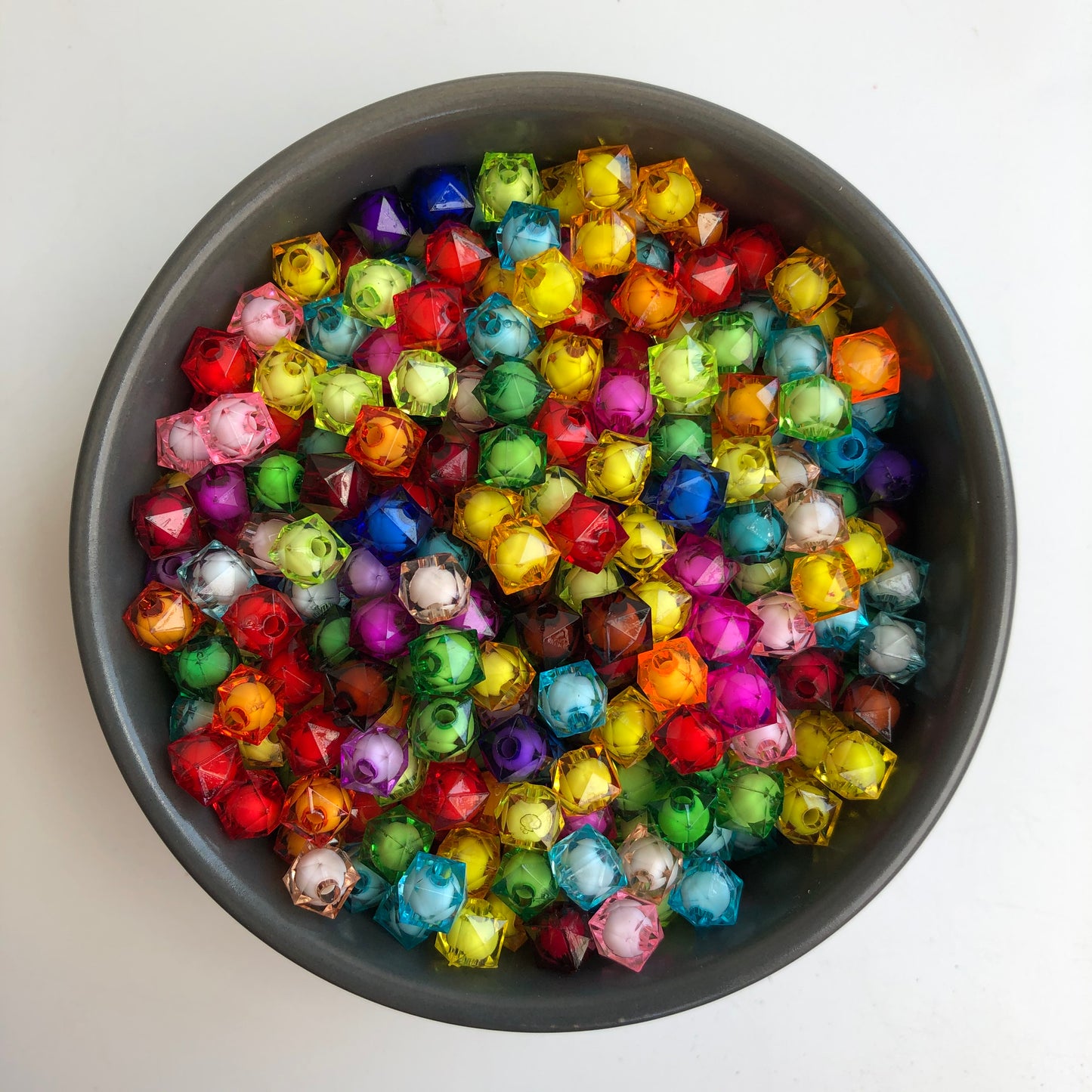 8mm Mixed Colour Acrylic Beads Rounded Cube Faceted DIY Jewellery Making Bead 50 Pieces