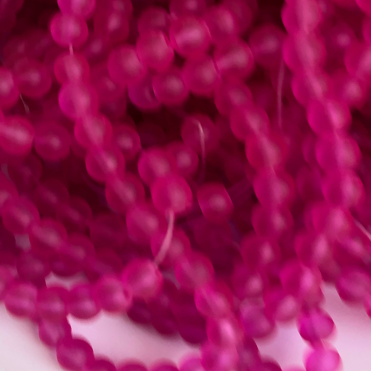 Magenta Frosted Glass Beads 6mm Round DIY Bracelet Necklace Bead 135 Piece Strand