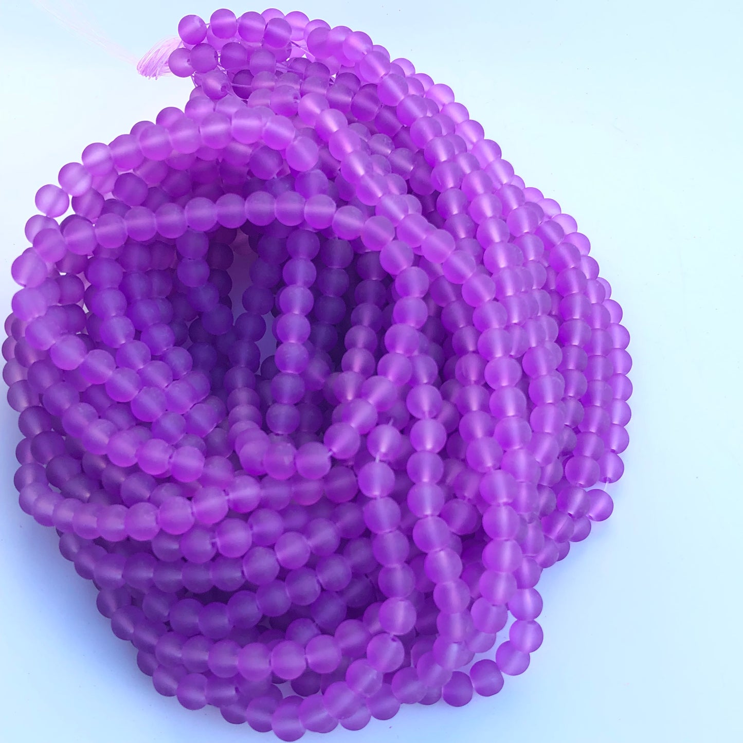 6mm Lavender Purple Frosted Glass Beads - 135 pieces per strand