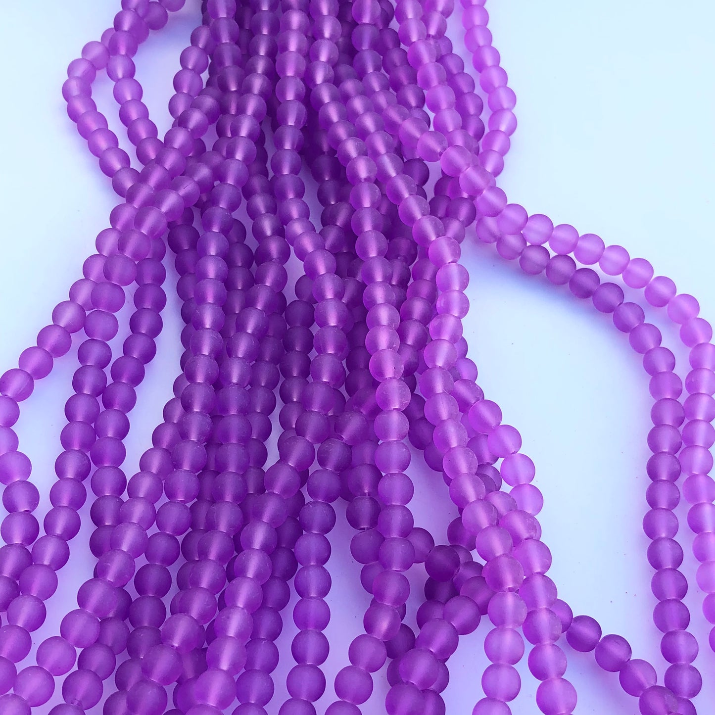 6mm Lavender Purple Frosted Glass Beads - 135 pieces per strand