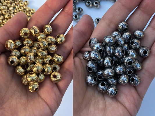 50X Silver Macrame Beads, 10x8mm Hair Pony Bead, Geometric Pattern Acrylic Craft Jewellery Making Bead