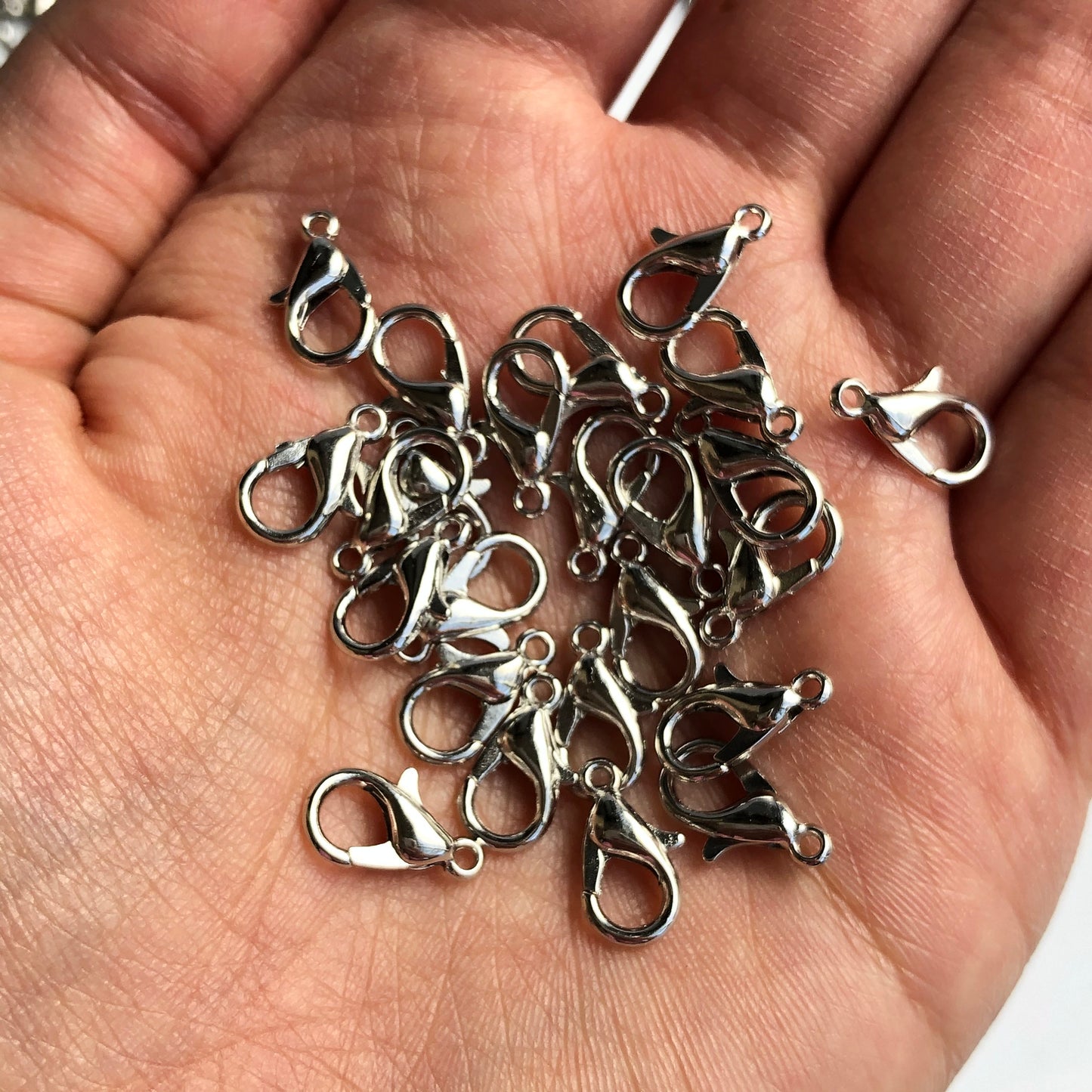 20X Pieces Lobster Clasp, Silver Clasp, Gold, Clasp, Jewellery Making Findings 12x6mm Alloy Metal Clasp