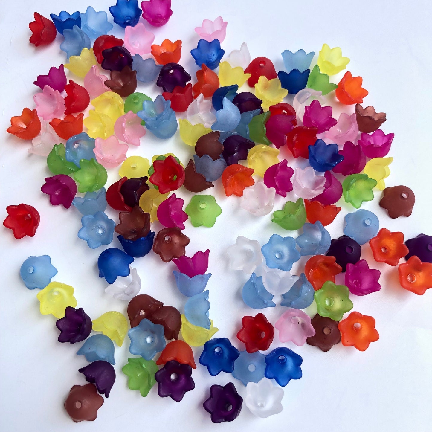 Mixed Floral Bead Caps 10mm Jewellery Making Rainbow Flower End Cap Frosted Charm 50pcs
