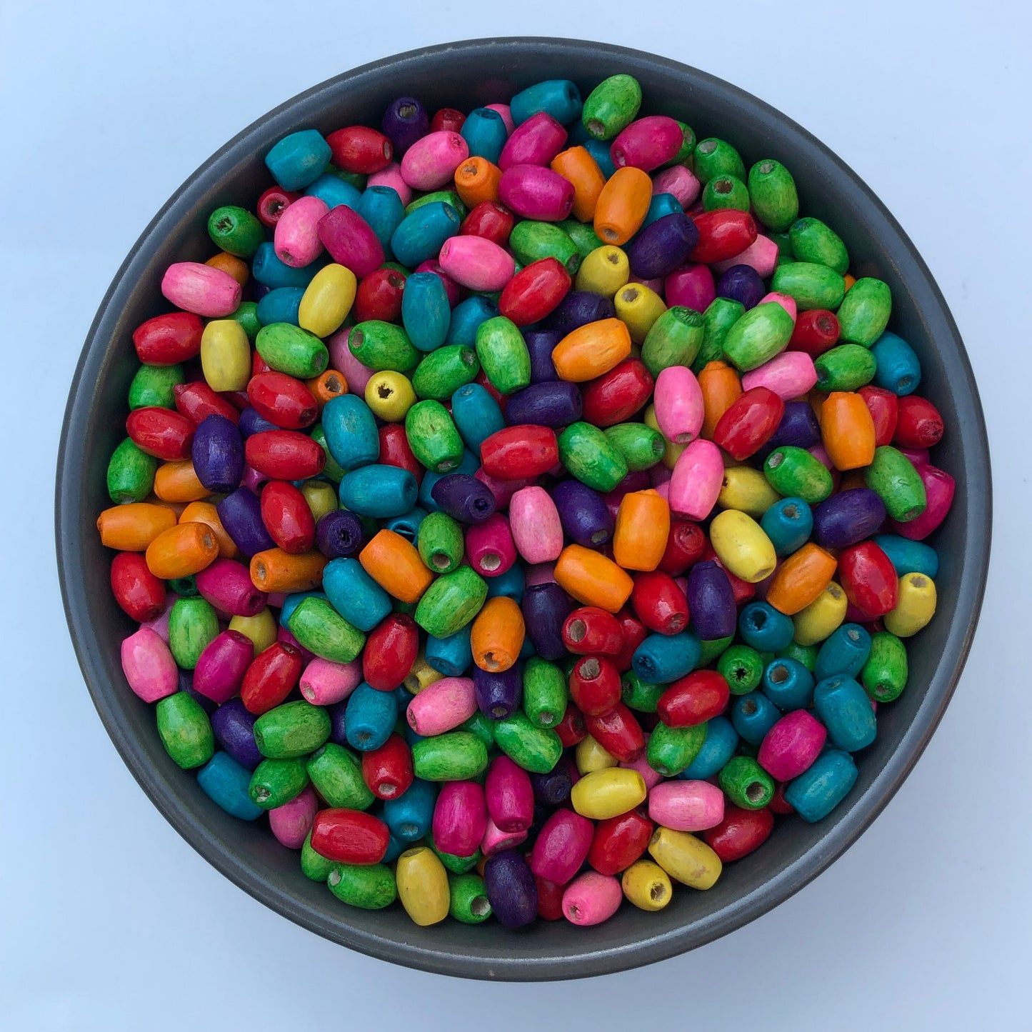 200 Pieces Mixed Wooden Oval Rice Beads - 8x5mm Barrel Wood Rainbow Bead Spacer Multi Colour DIY Crafts and Jewellery Making