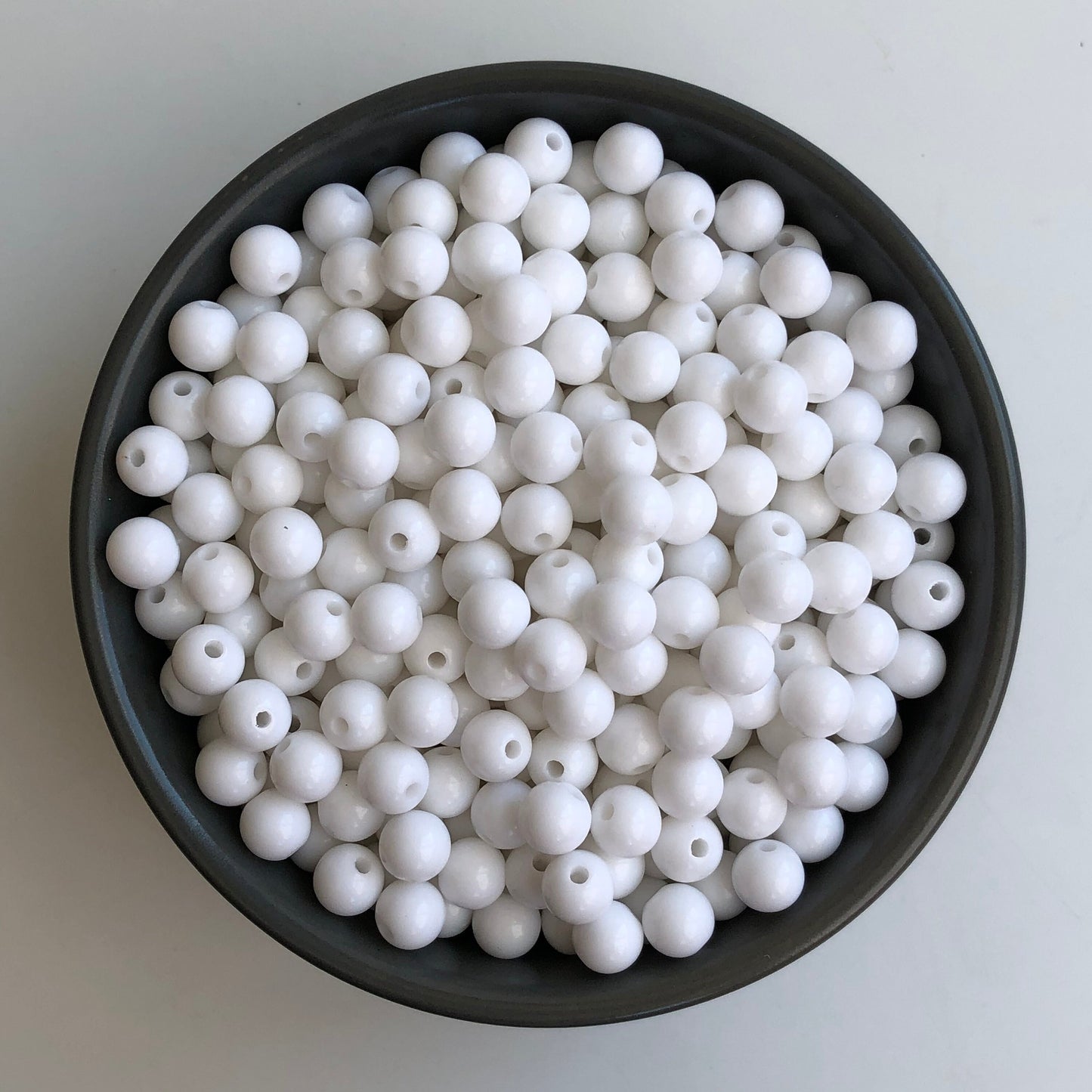 White Round Resin Beads 8mm Acrylic Plastic Craft DIY Jewellery Bead 100 Pieces