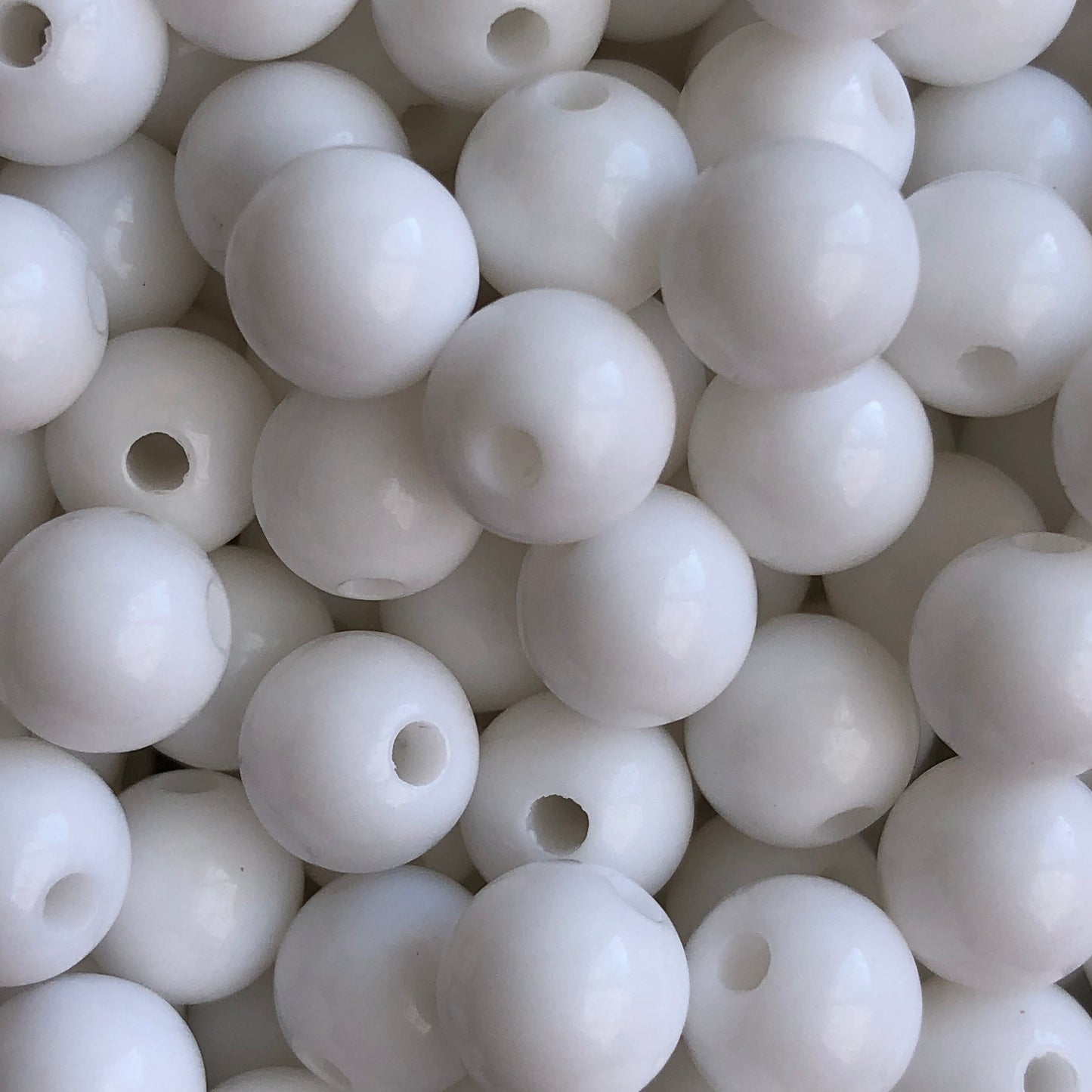 White Round Resin Beads 8mm Acrylic Plastic Craft DIY Jewellery Bead 100 Pieces