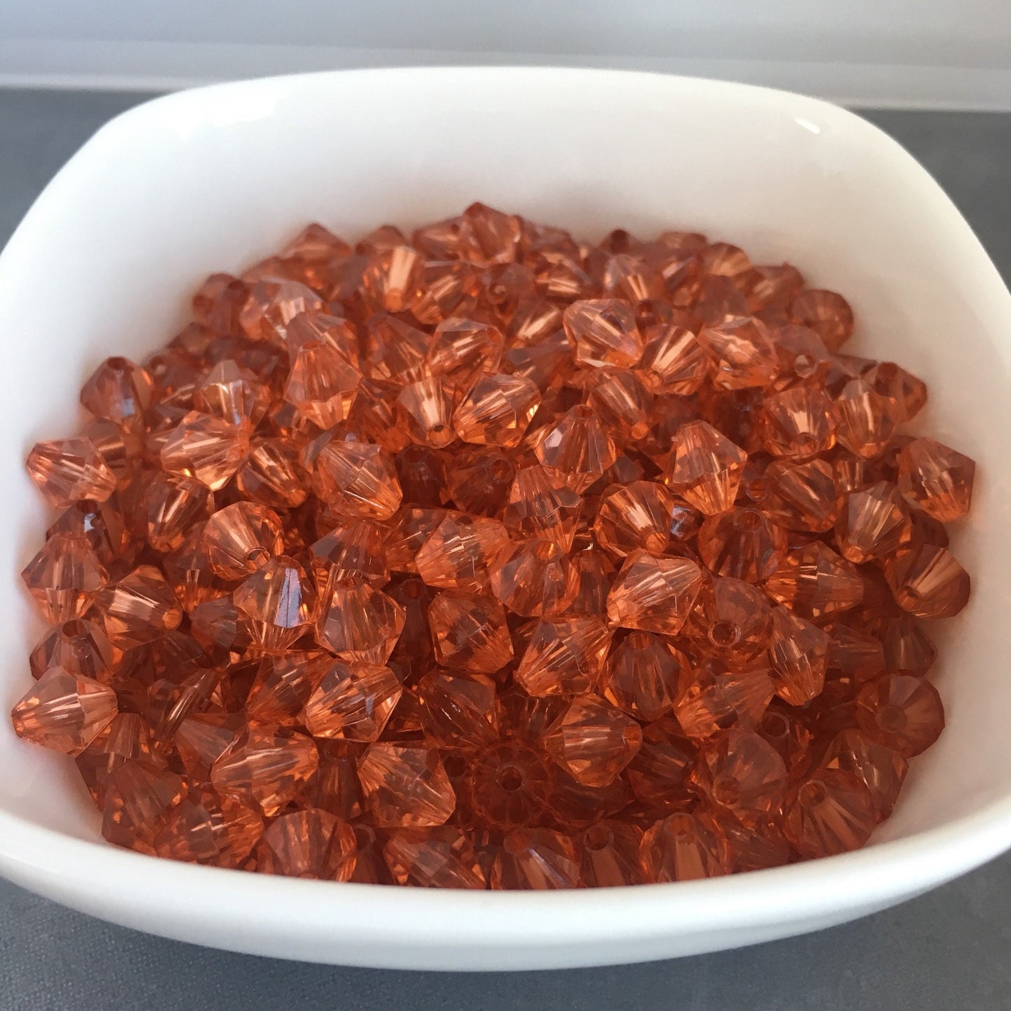 50 Pieces Orange Bicone Beads, 8mm Faceted Acrylic Bead for Jewellery Making