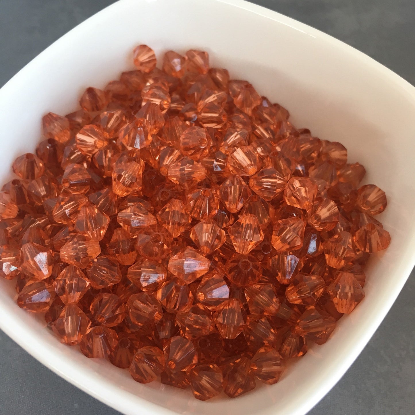 50 Pieces Orange Bicone Beads, 8mm Faceted Acrylic Bead for Jewellery Making