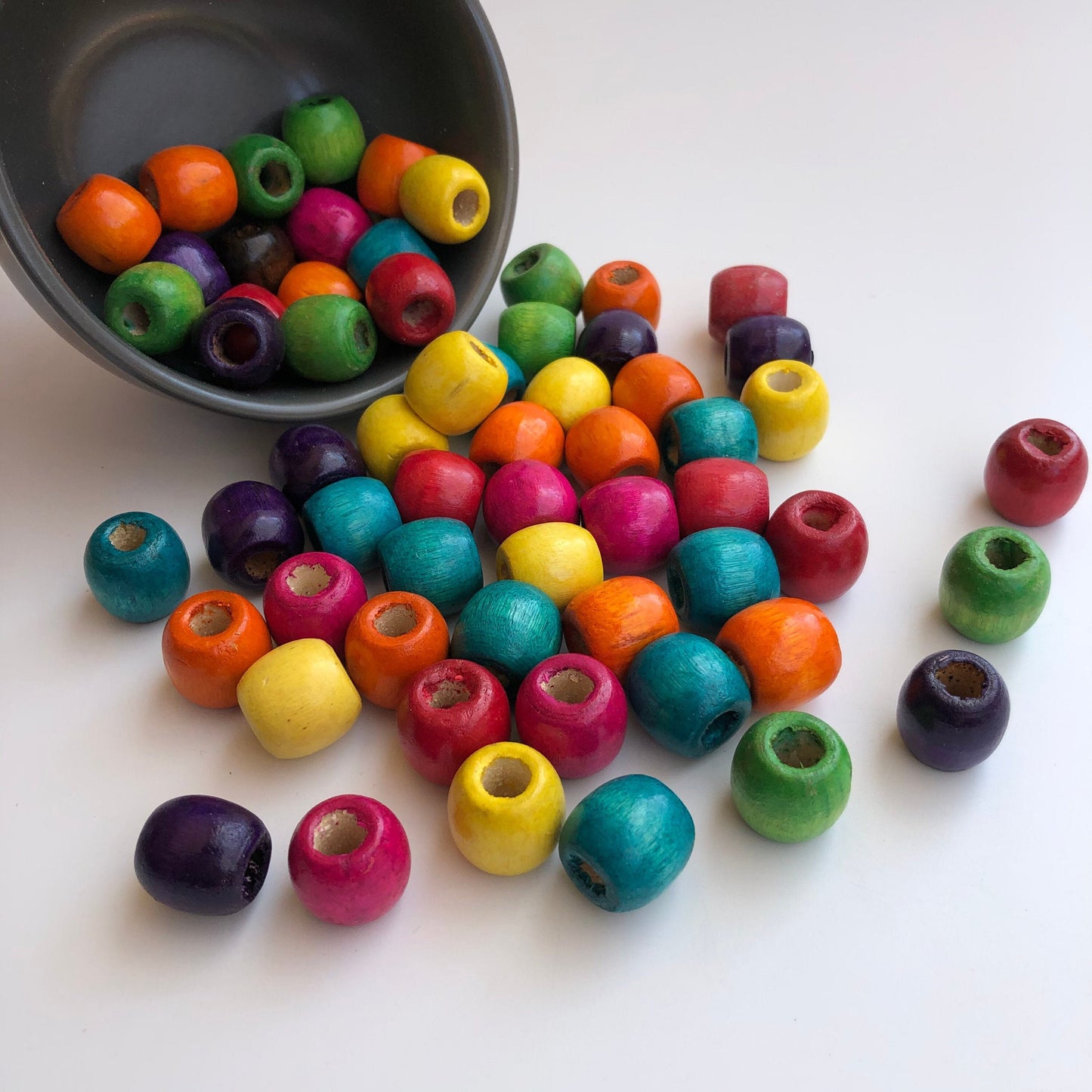 Mixed Multi Colour Macrame Bead 16mm Drum Barrel Shape Wood Craft Bead 25 Pieces