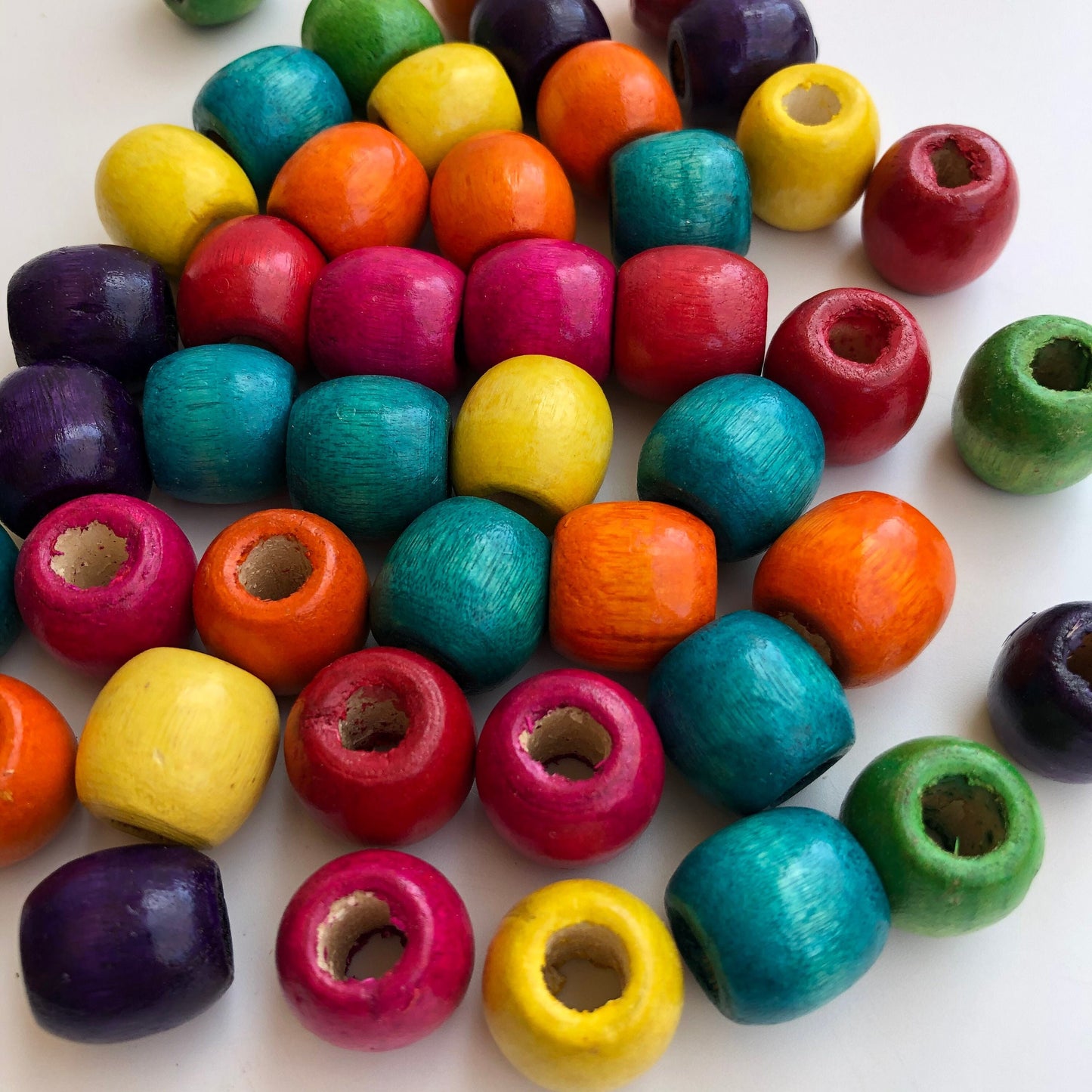 Mixed Multi Colour Macrame Bead 16mm Drum Barrel Shape Wood Craft Bead 25 Pieces