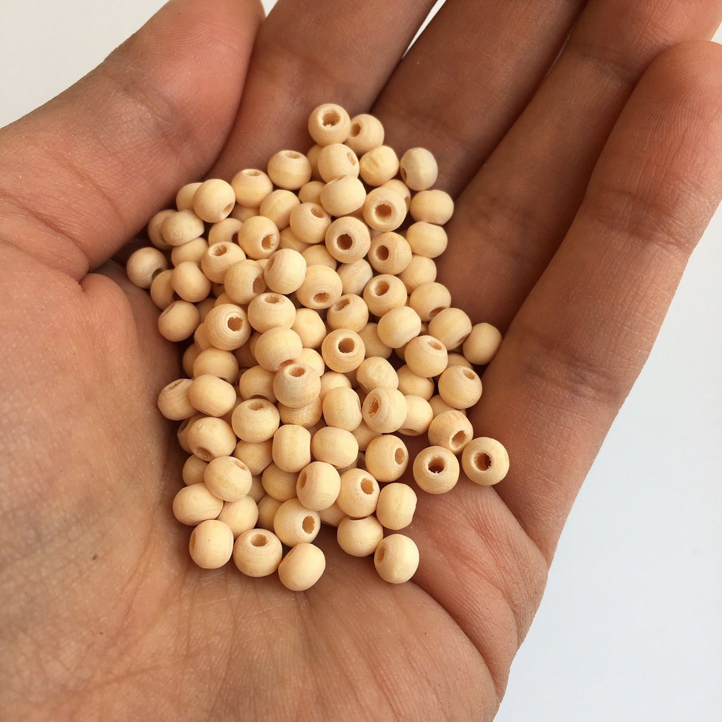 Natural Unpainted Wood Beads 5mm Round Unfinished Wooden Craft Bead 200 Pieces