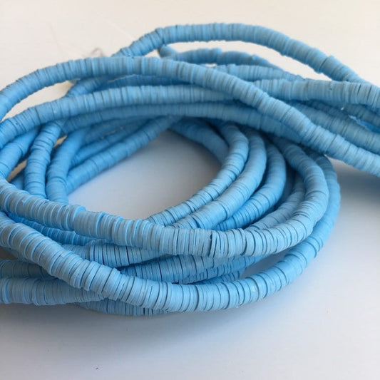 Clay Bead Discs Blue Polymer Clay Disc Beads Strand Katsuki Bead 6mm 45cm Strand