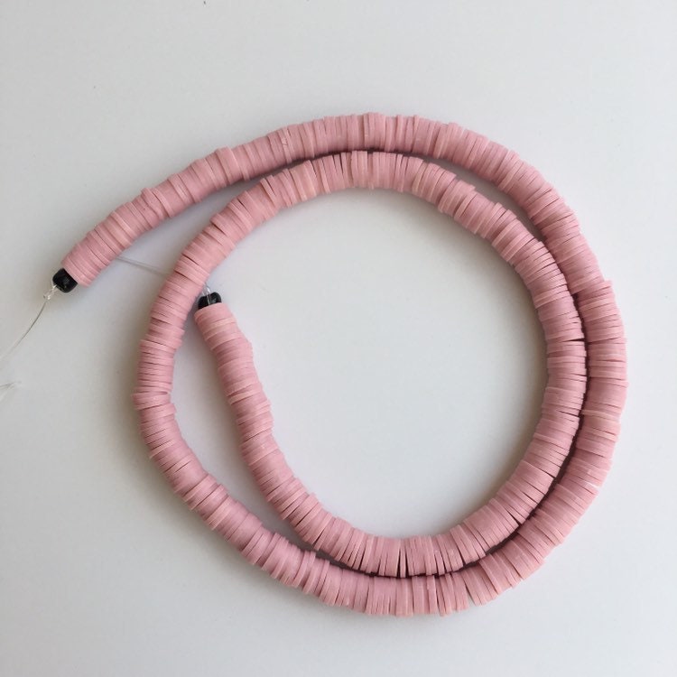 Clay Polymer Beads 6x1mm Dirty Pink 380pcs Disc Boho Jewellery Making Beads 45cm Strand