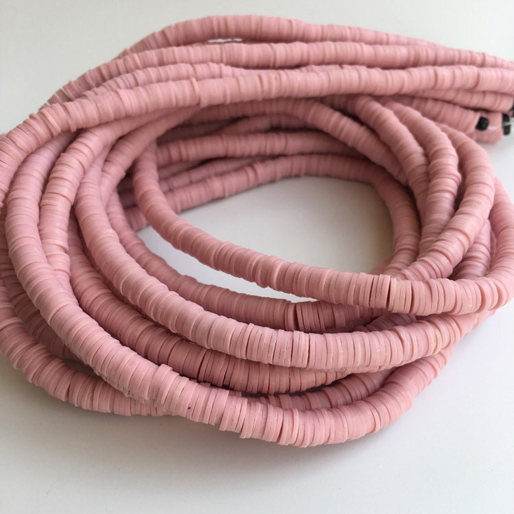 Clay Polymer Beads 6x1mm Dirty Pink 380pcs Disc Boho Jewellery Making Beads 45cm Strand