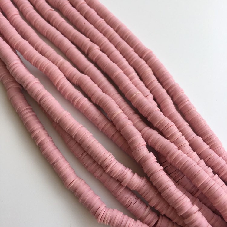 Clay Polymer Beads 6x1mm Dirty Pink 380pcs Disc Boho Jewellery Making Beads 45cm Strand