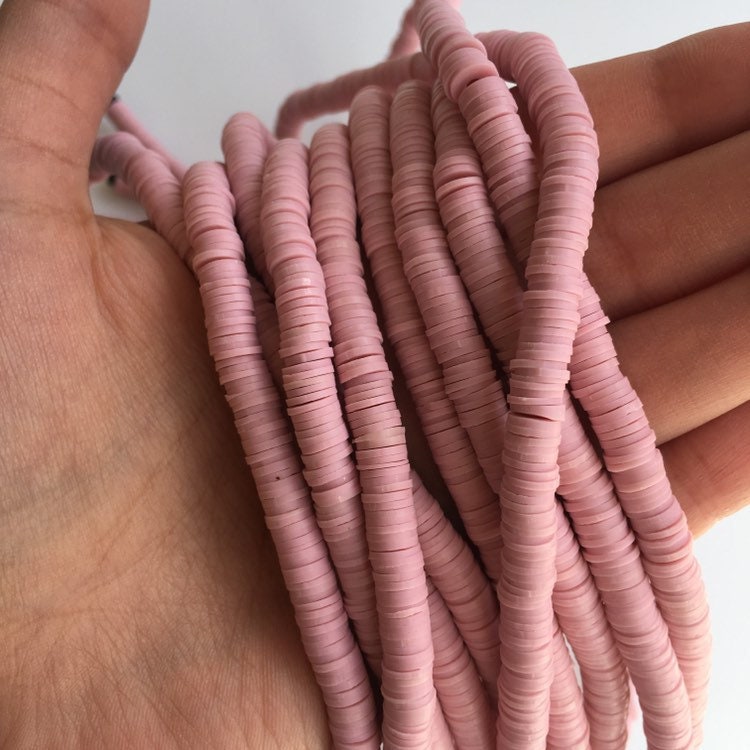 Clay Polymer Beads 6x1mm Dirty Pink 380pcs Disc Boho Jewellery Making Beads 45cm Strand
