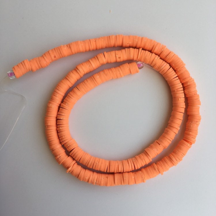 Clay Polymer Beads 6mm Orange Disc Boho Jewellery Making Bead Strand