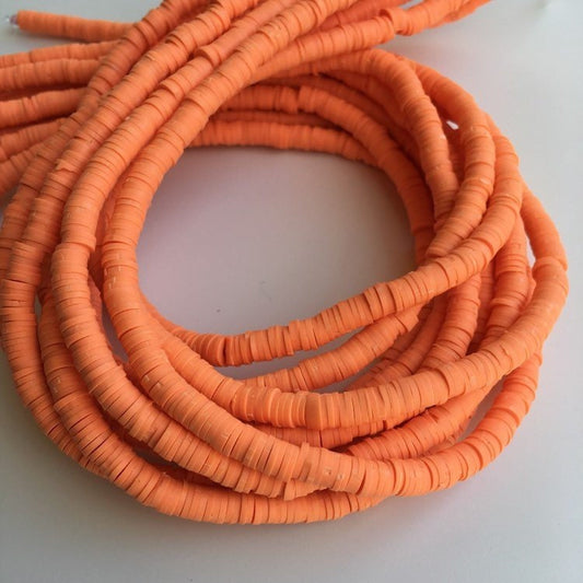 Clay Polymer Beads 6mm Orange Disc Boho Jewellery Making Bead Strand