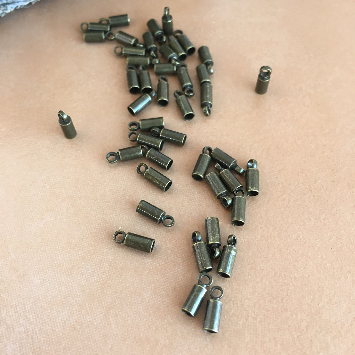 Brass Cord End Antique Bronze Colour Barrel End Caps Cord End for 2mm Cord Glue In Caps 25 Pieces