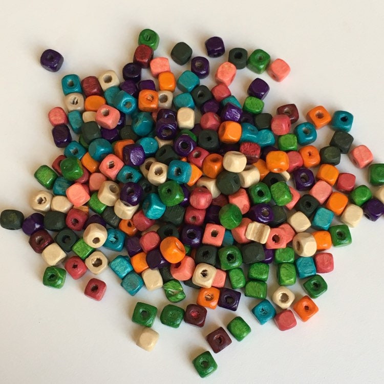 Mixed Wooden Cube Beads 5mm DIY Bracelet Necklace Craft Spacer Bead 250 Pieces