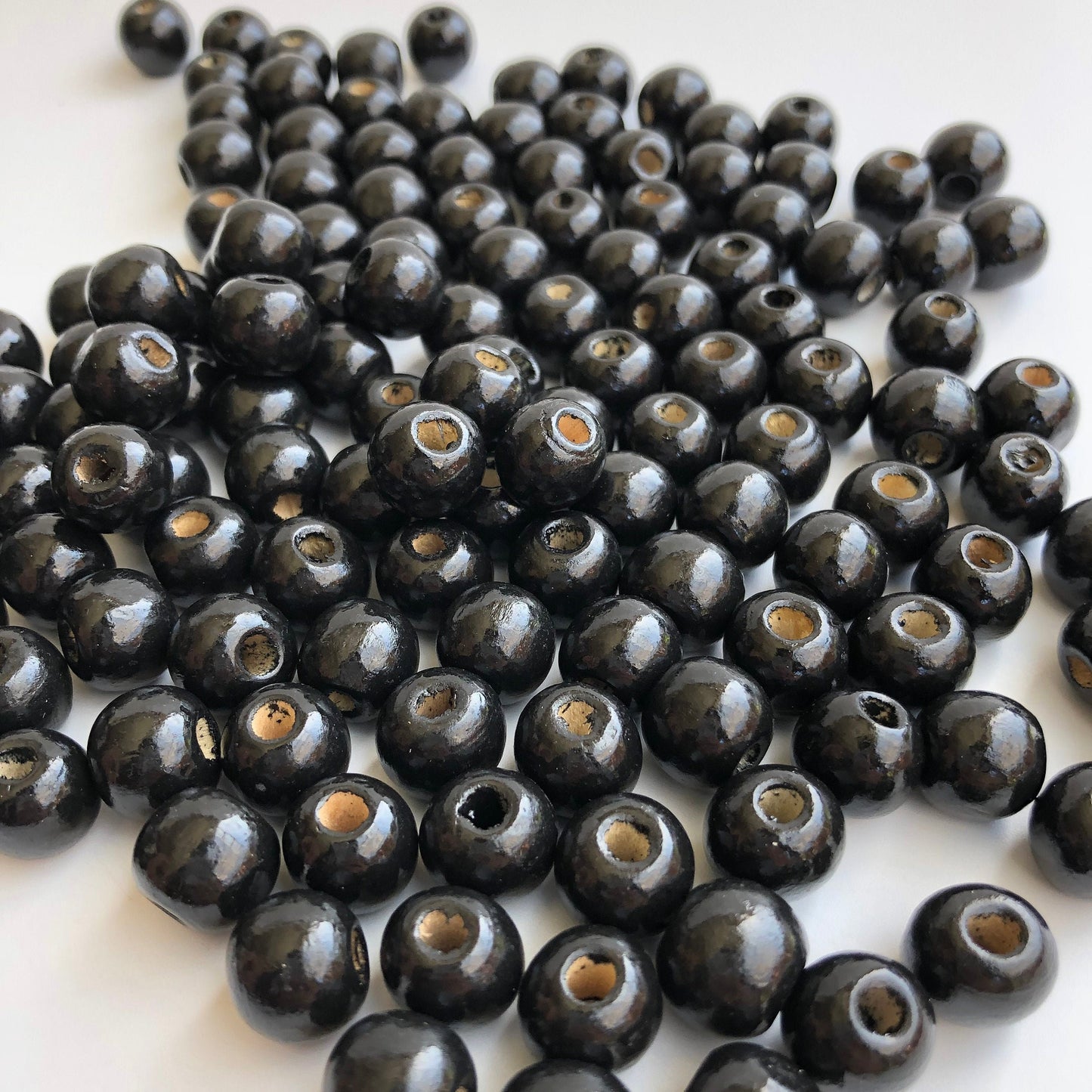 Black Wood Beads 12mm Round Wooden Craft Jewellery Bead 50 Pieces