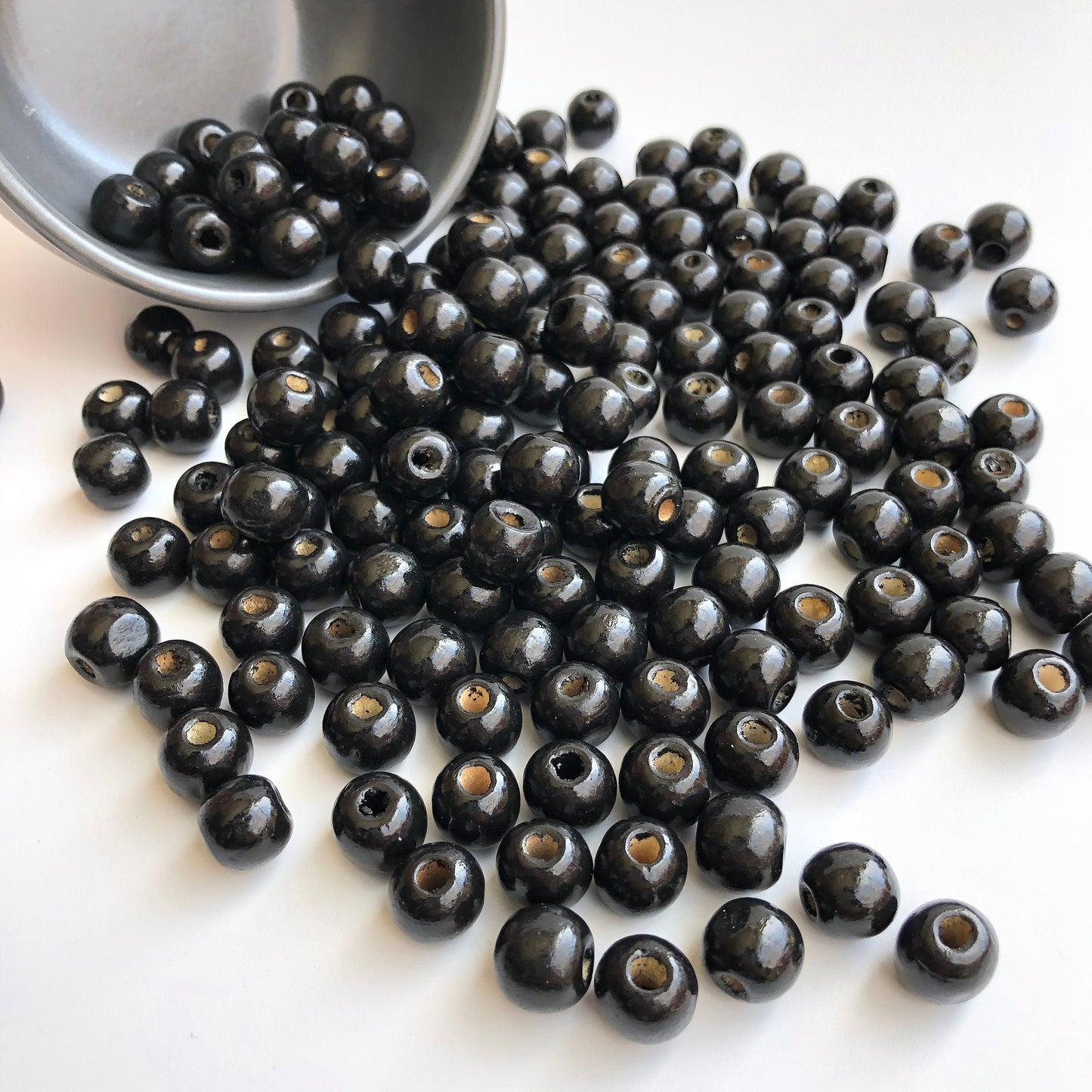 Black Wood Beads 12mm Round Wooden Craft Jewellery Bead 50 Pieces