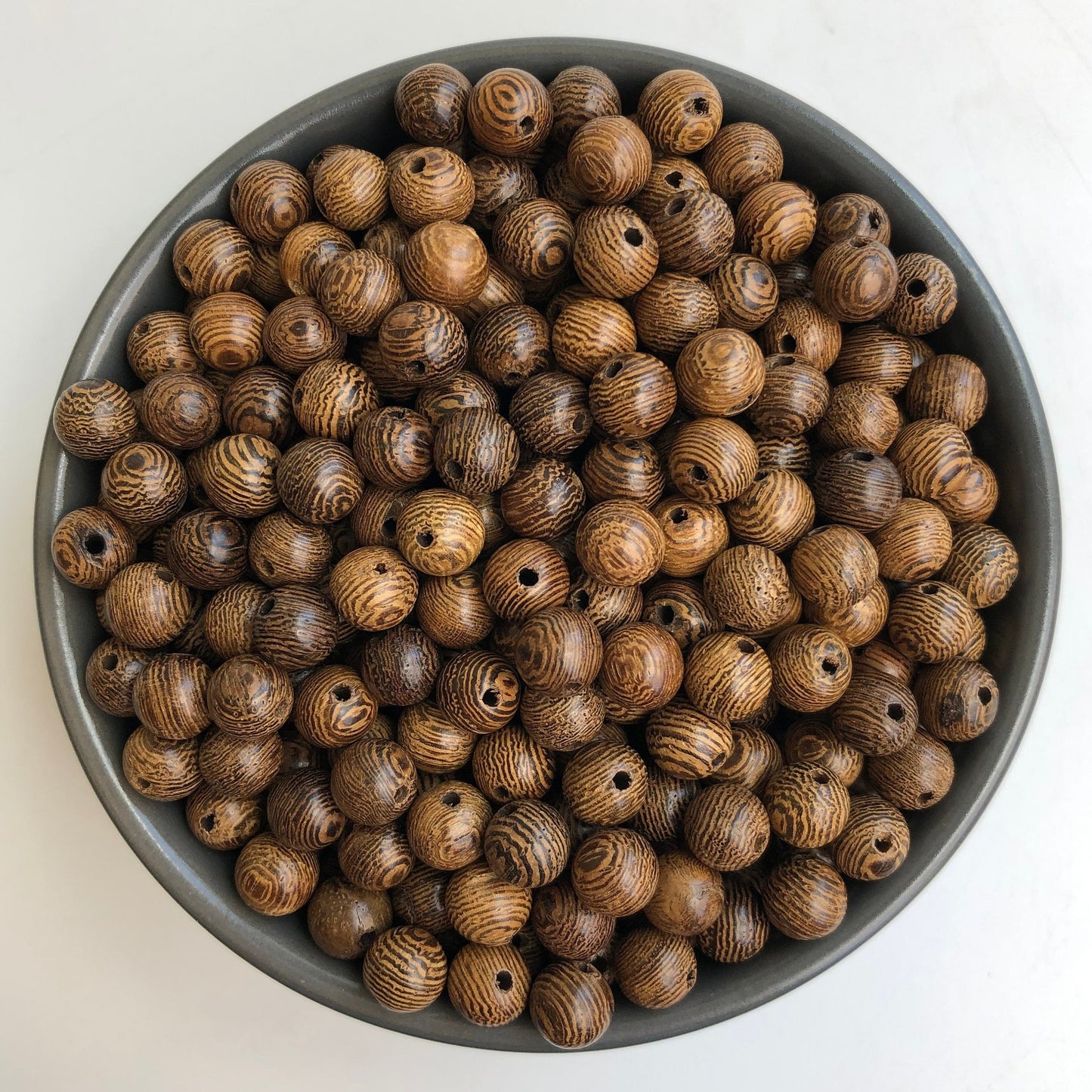 Walnut Brown Hardwood Beads 8mm Round Polished Tiger Wood Bead 100 Pieces