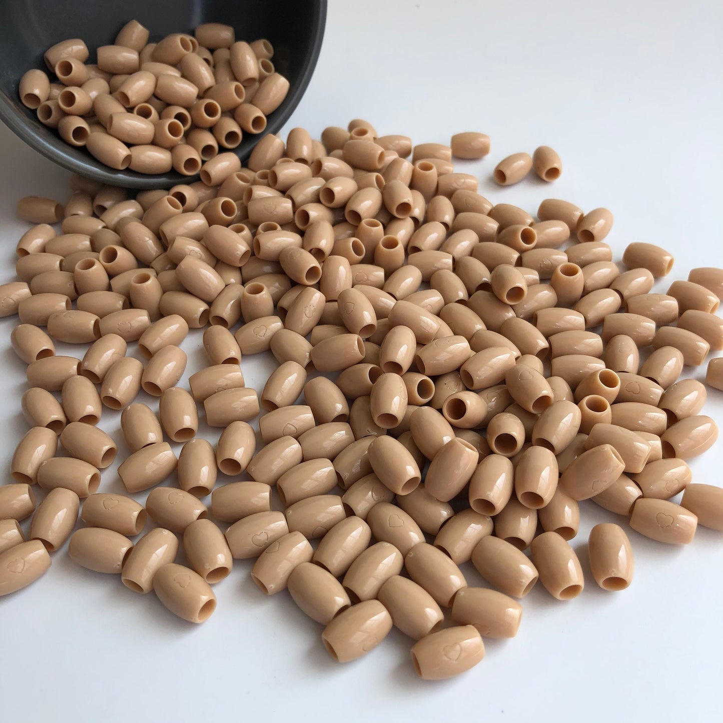 Beige Plastic Macrame Beads 12x8mm Oval DIY Craft Bead 50 Pieces