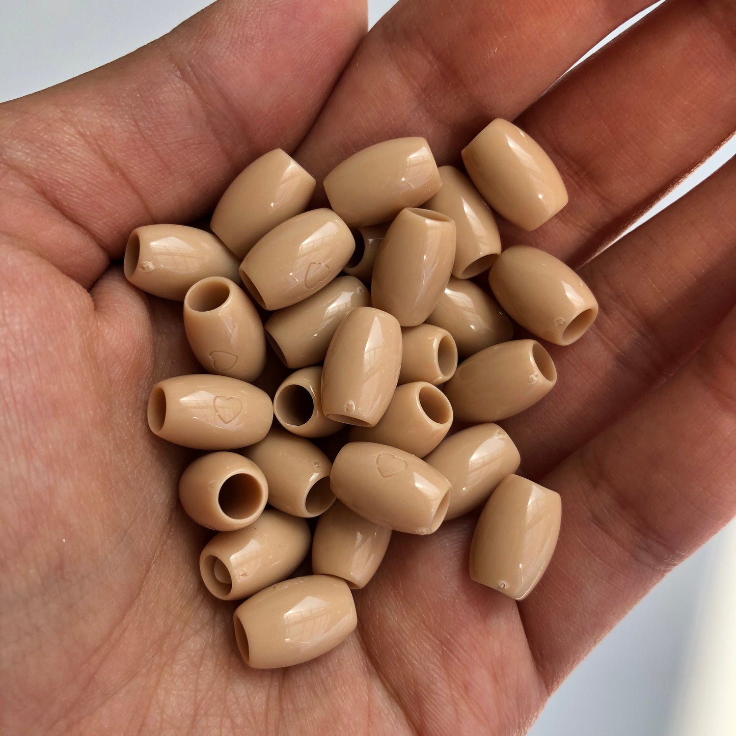 Beige Plastic Macrame Beads 12x8mm Oval DIY Craft Bead 50 Pieces